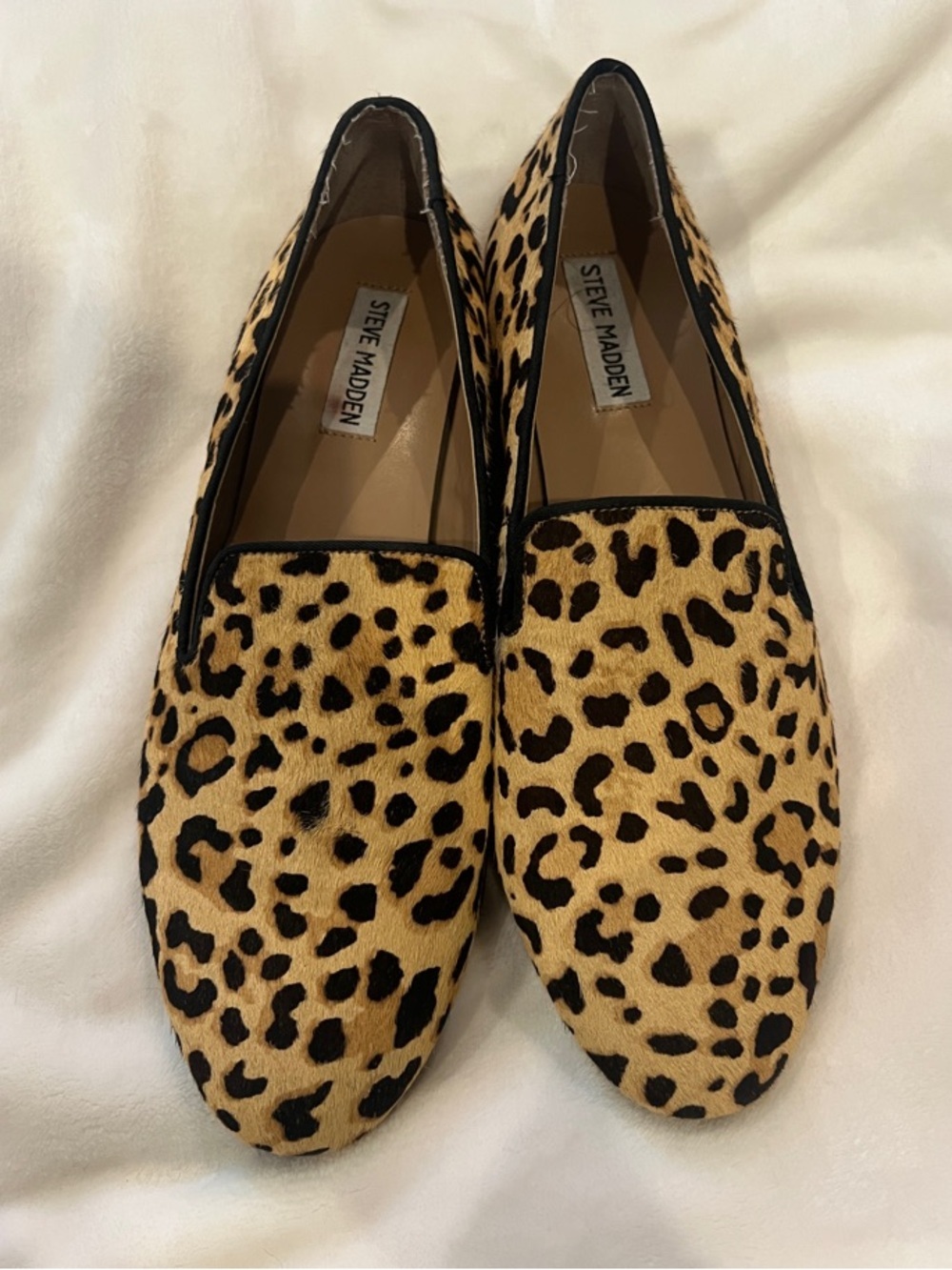 Steve Madden Leopard-Print Slip-On Flats in Tan and Black